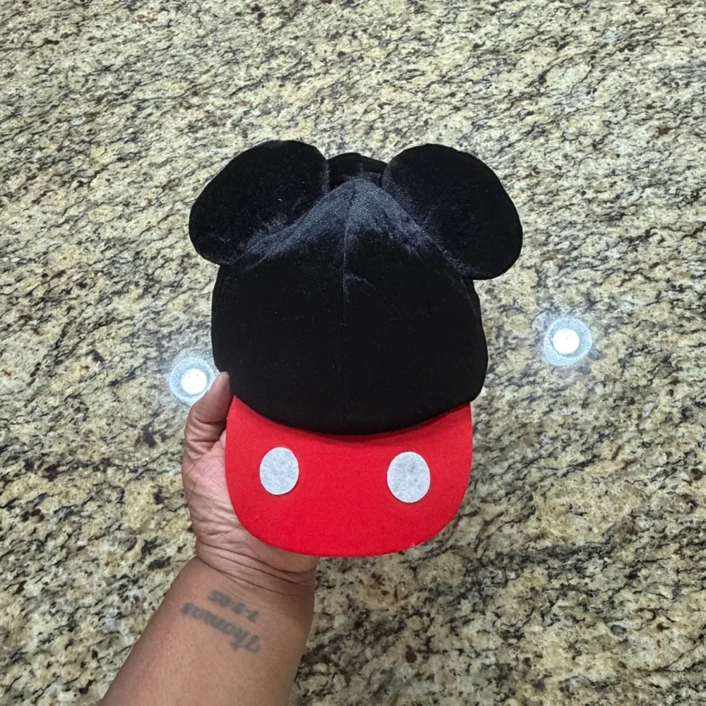 Disney Mickey Mouse Kids Character Hat with Plush Ears Red Black Costume Cap